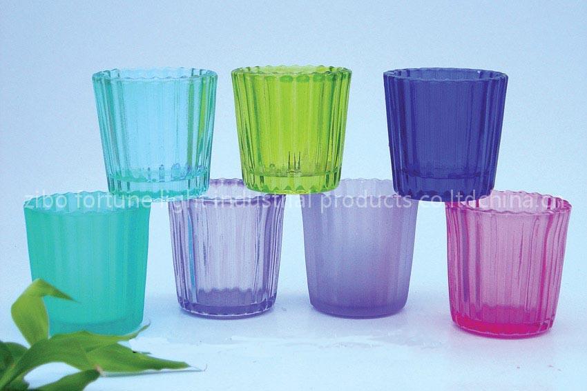 color glass candle holder