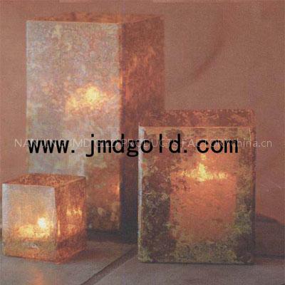 Gild Glass candleholder with decal
