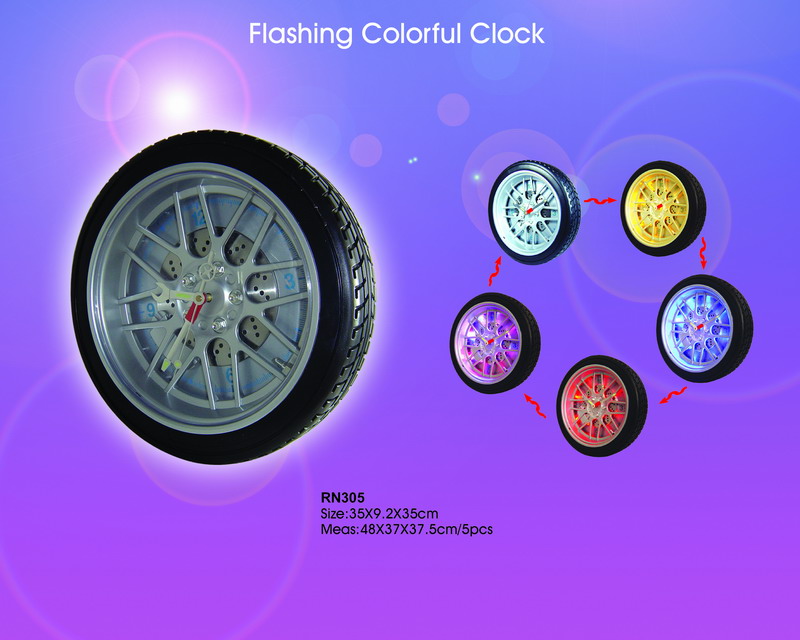 Hong Kong Tire Quartz Clock With Color Light