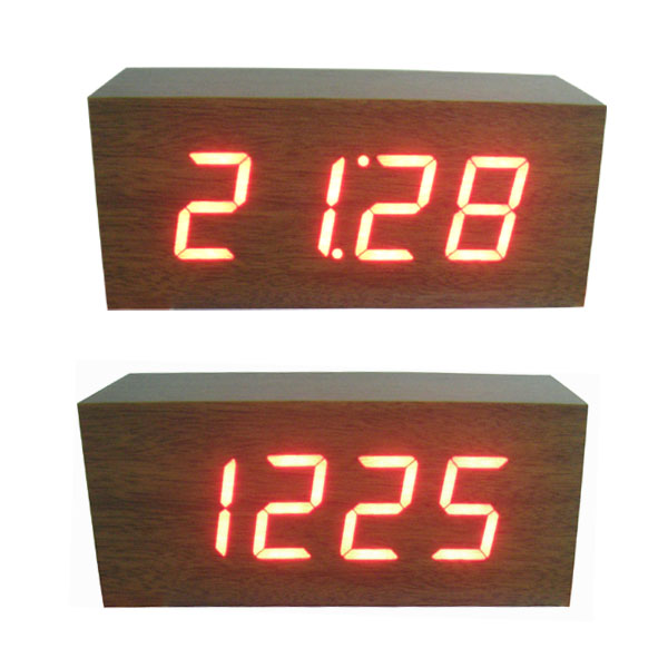 Hong Kong Led Clock, Wooden Clock, Table Light Time