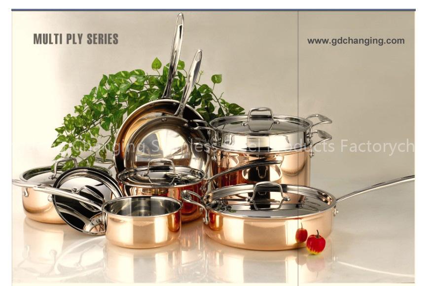 Stainless Steel Cookware Set,stainless steel copper cookwares,3ply cookwares,multi-ply cookware sets