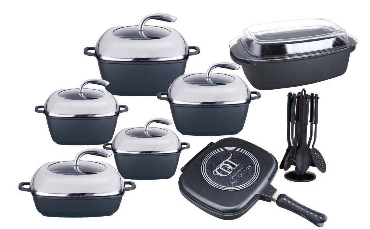 squre casserole ; non sticker cookware set