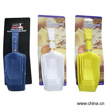 3pc Clear Kitchen Scoop Sets