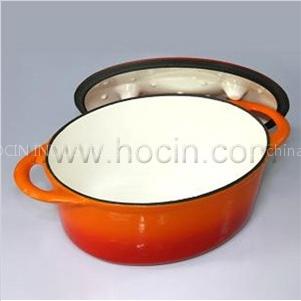 Oval Cast Iron Covered Casserole In Orange