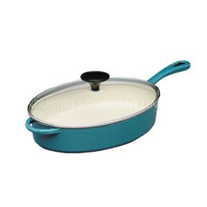 Cast iron skillet, sauté pan with glass lid