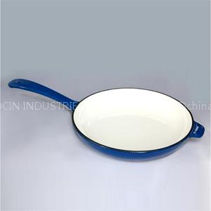 Round Enameled Cast Iron Frying Pan With Helper