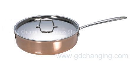 Stainless steel copper 3-ply skillet,stainless steel copper 3ply cookwares,multi-ply skillets,copper skillets