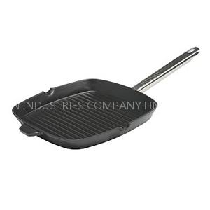 Cast Iron Grill Pan With Stainless Steel Handle