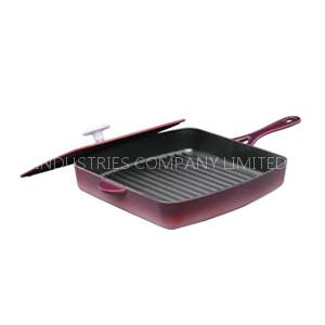 Cast iron grill pan with press lid