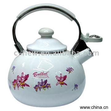 2.3L Porcelain Enamel Whistling Kettle with Decor