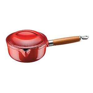 Cast iron sauce pan with wooden handle