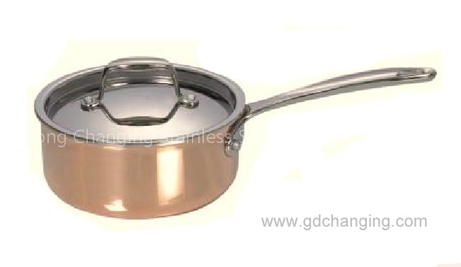 Copper 3-ply saucepans,multi-ply saucepans,stainless steel saucepans,saute,nonstick saucepans,multi-ply cookwares