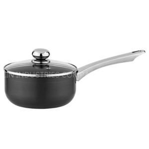 Anodized aluminum nonstick saucepan