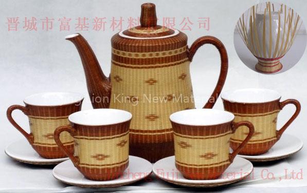 Bamboo Covered Porcelain, '6-Piece Tea Set'