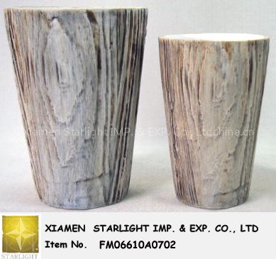 wood like ceramic pot