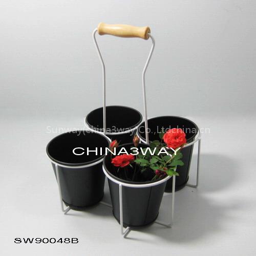 Flower pot / Tin herb garden / Caddy herb / Zinc bucket