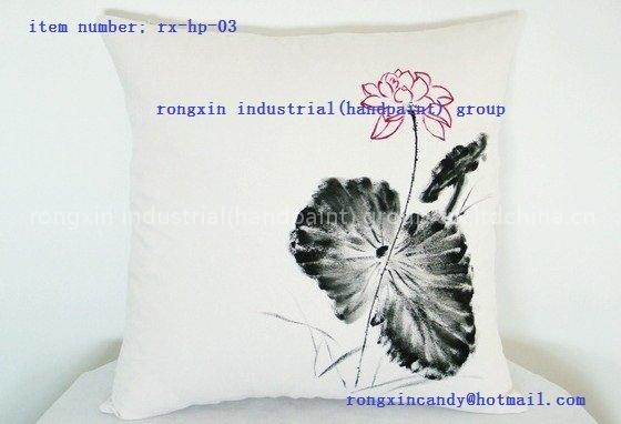 Handpainted Lotus Pillow