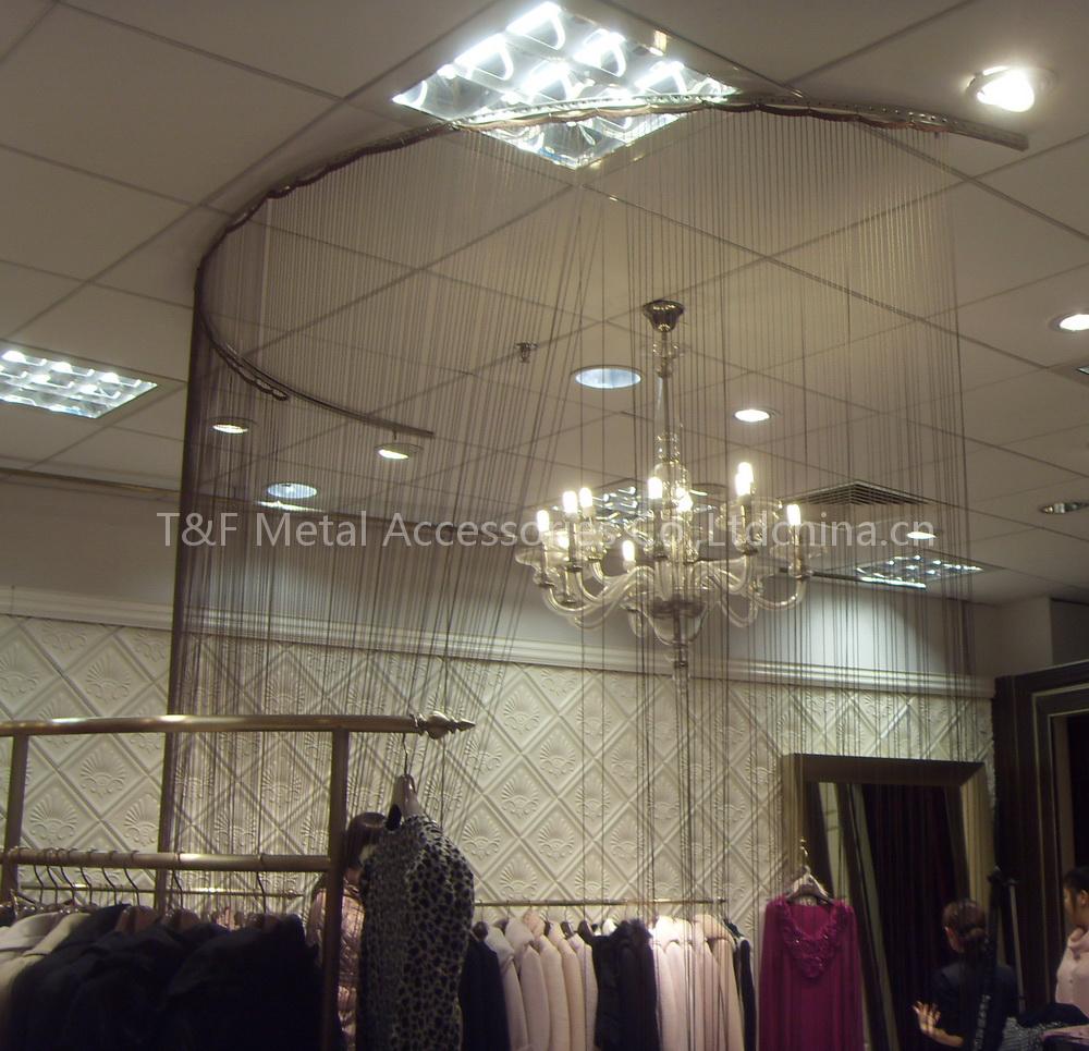 ball chain curtain in curved space