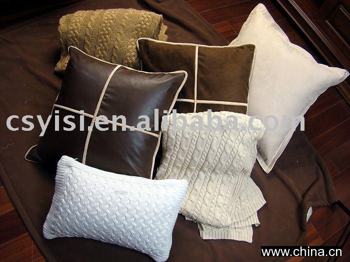 knitted cushion and throw