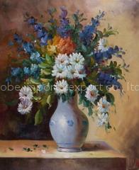 flower printed oil painting
