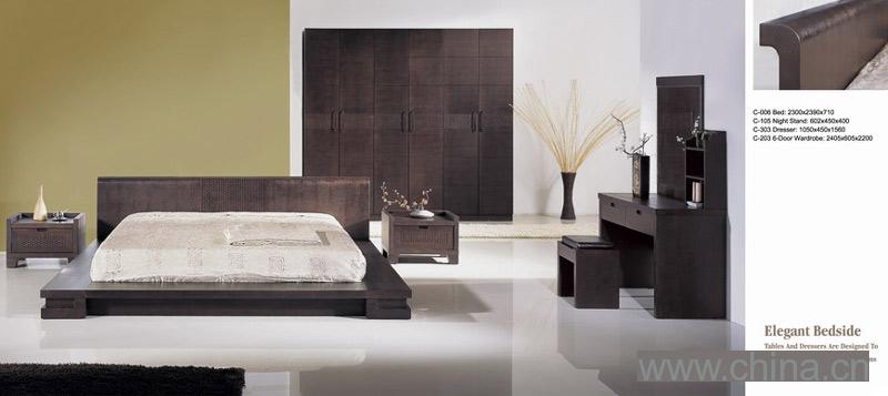 Bed, Night Stand, Dresser, 6-Door Wardrobe