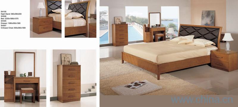 Night Stand, Bed, Dresser, 5-Drawer Chest