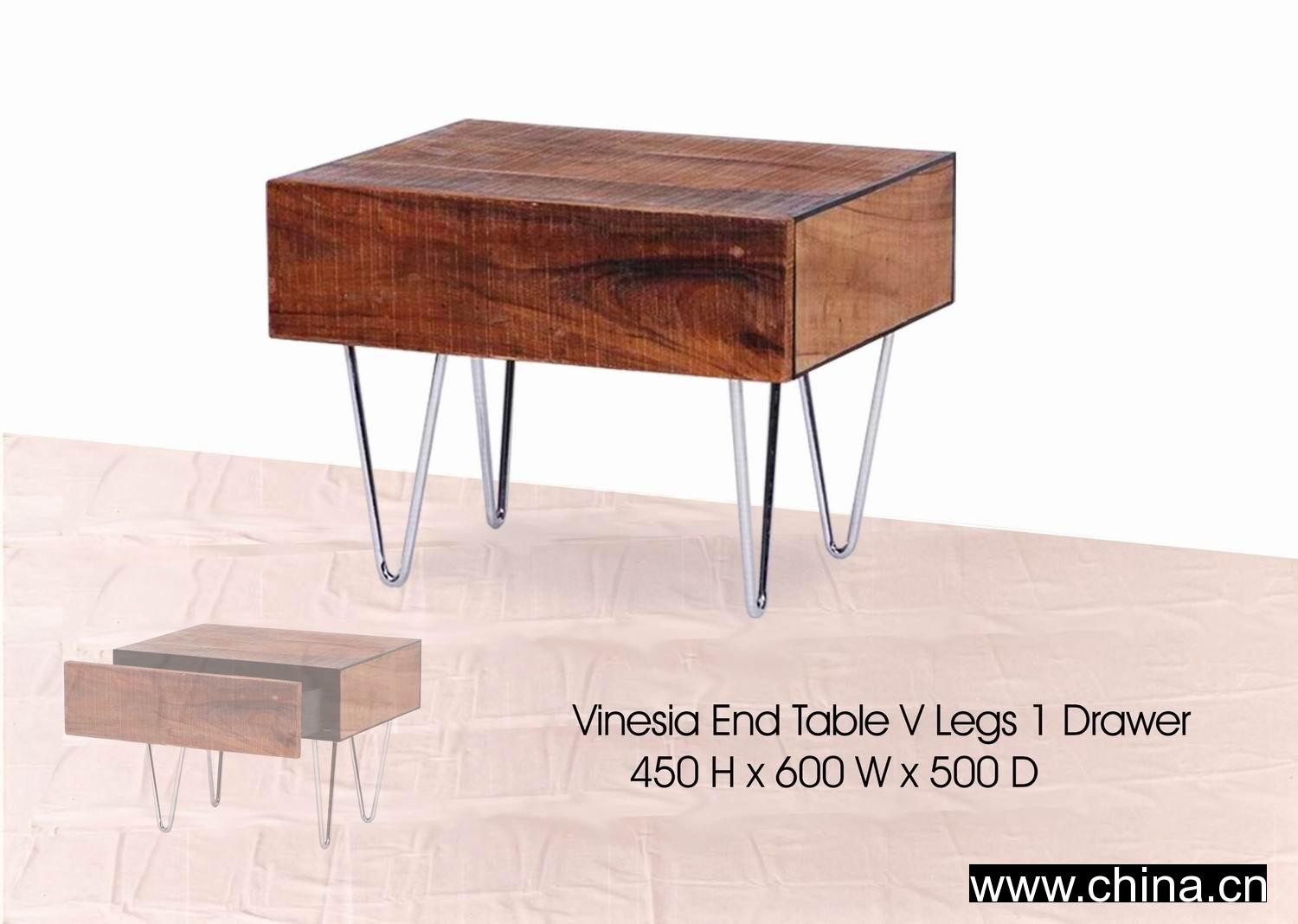 Vinesia End Table V legs 1 Drawer
