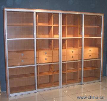 Inside-Wall Bookcase with Aluminum Slide Door