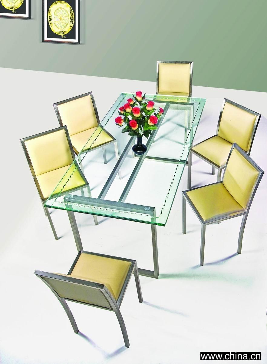 KSDCOM001stainless steel glass dining table set