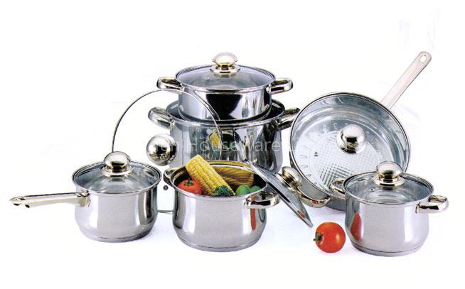12pcs belly shape stainless steel cookware set
