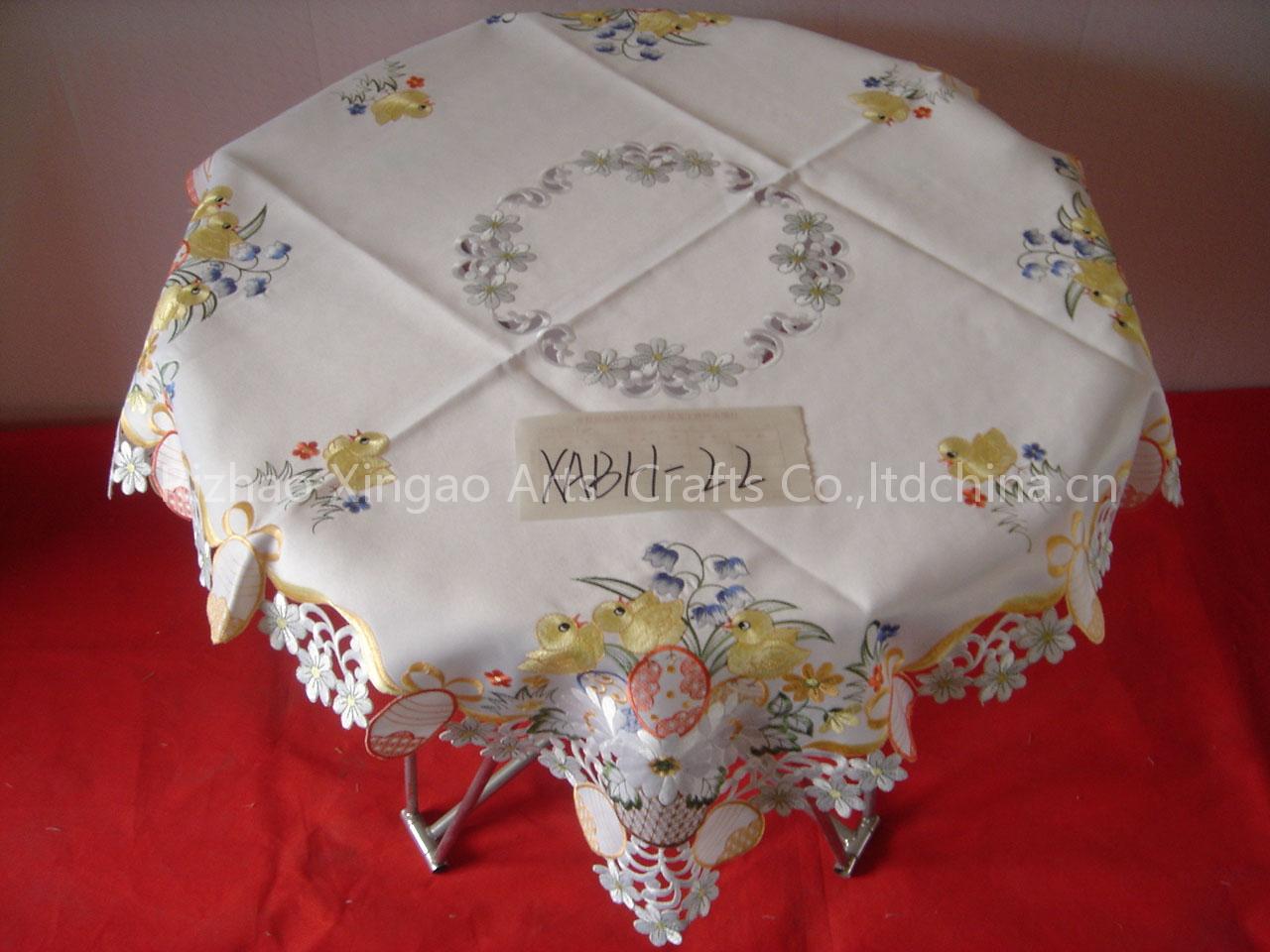 embroidered Easter table cloth