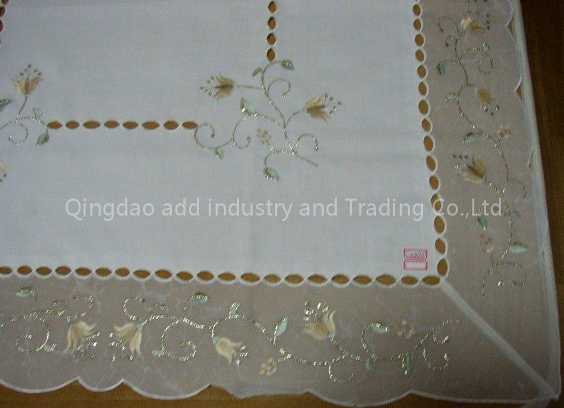 machine embroidery and hand cutting tablecloth