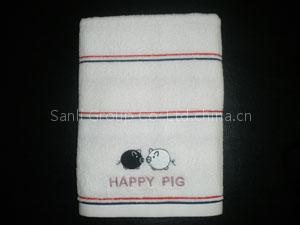 solid dyed bath towel with embroidery
