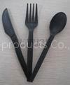 disposable sustainable black plant starch cutlery