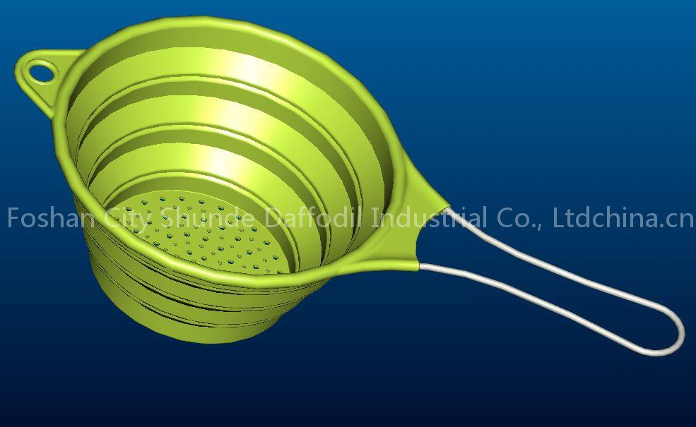 silicone collapsible colander with s/s handle