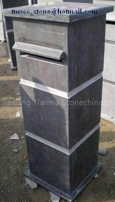 Blue limestone mailbox--arduin brievenbus