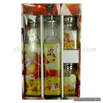 4pc Glass Condiment Set