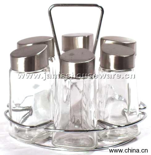 Glass Cruet Set with Wire Stand