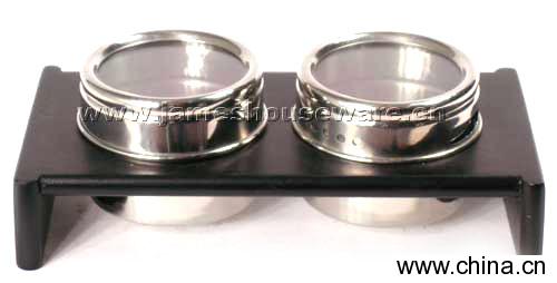 Stainless Steel Canister Set with Wood Stand