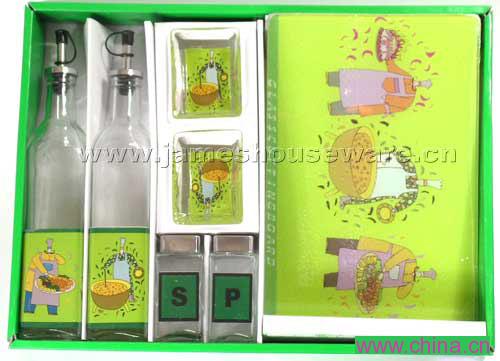 Glass Kitchenware Set with Decal