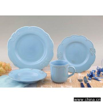16pc Color Glazed Stoneware Dinnerware