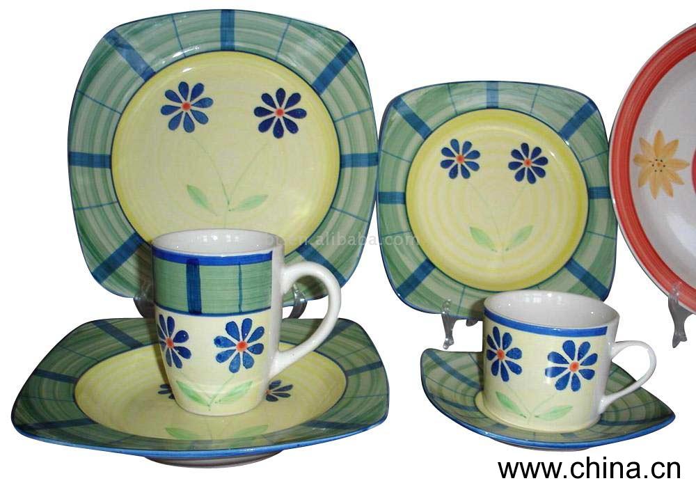 30pc or 20pc Stoneware Hand-Painted Dinner Set