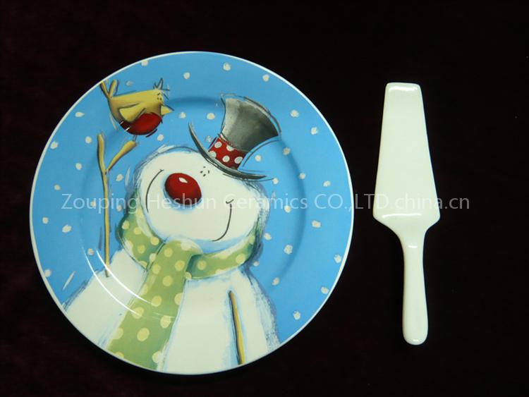 Pizza Plate and Spatula with Christmas Decal Design