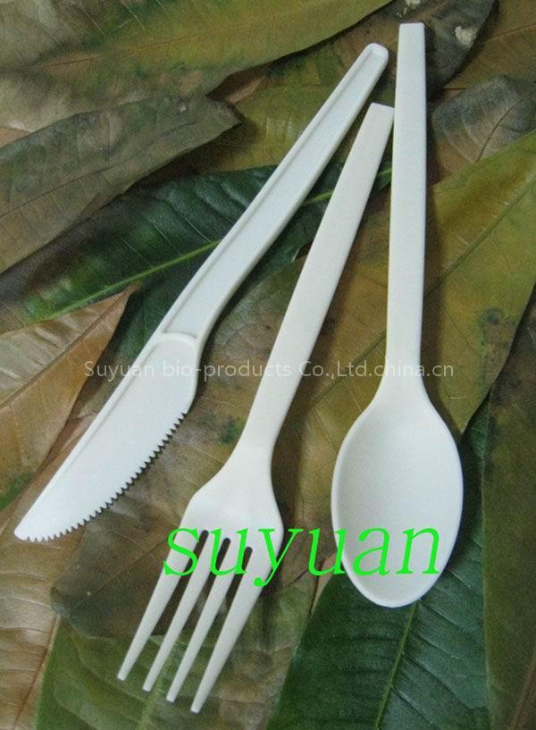 disposable eco friendly 7 inch cornstarch utensils