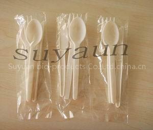 natural PSM tableware in set packaging