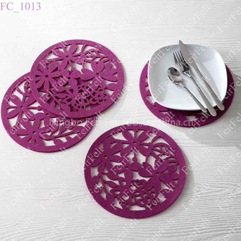 Laser cut felt round coaster set