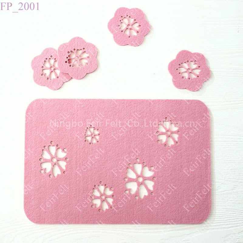 Laser cut wool felt placemats and coaster sets