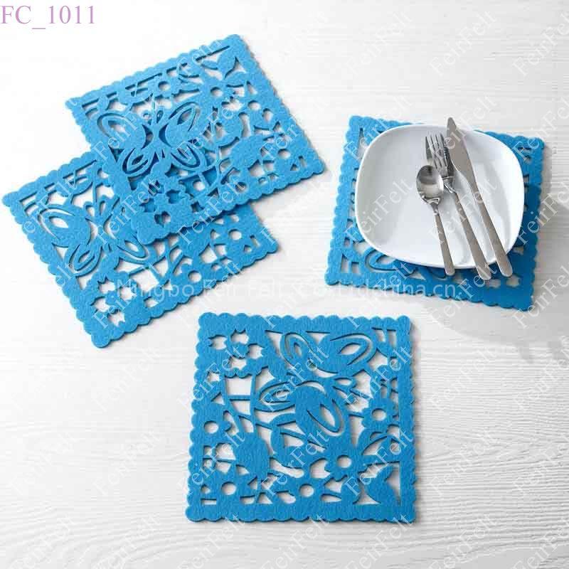 Laser cut square felt coaster set