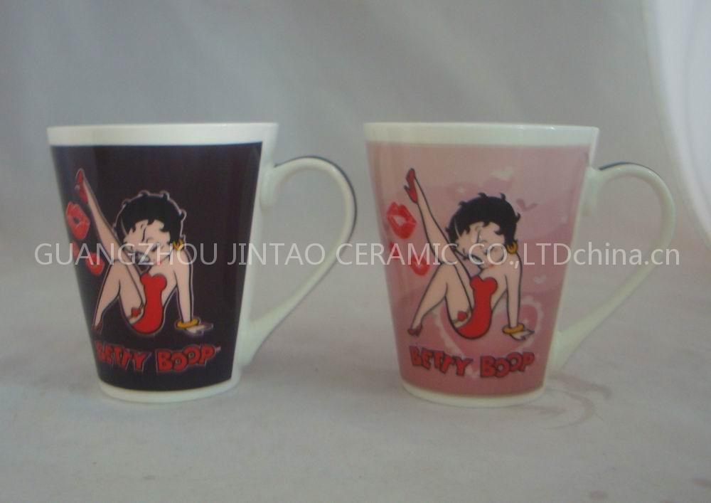 V shape color changing coffee mug/ceramic mug