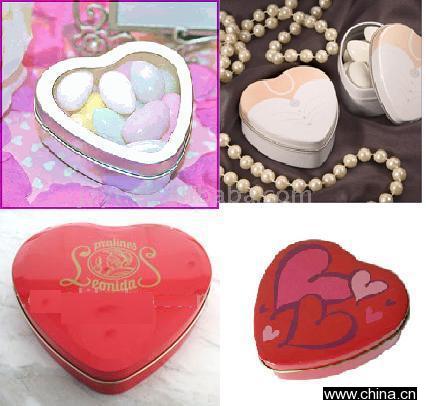 Heart-shaped tin box